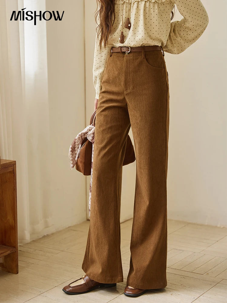 MISHOW Vintage Corduroy Flare Pants High Waist Slim MXE45K1069