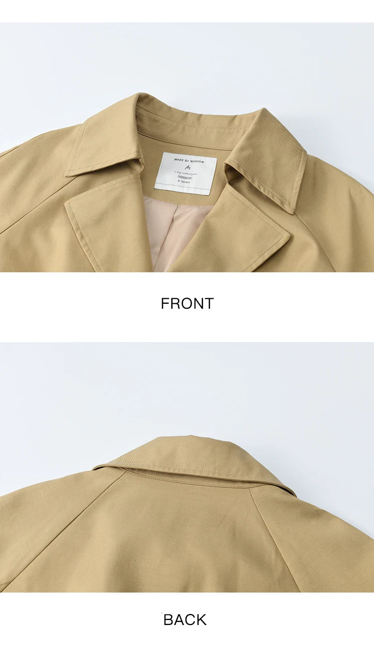 Mishow Khaki Handmade Pleated Short Trench MXE43W0804