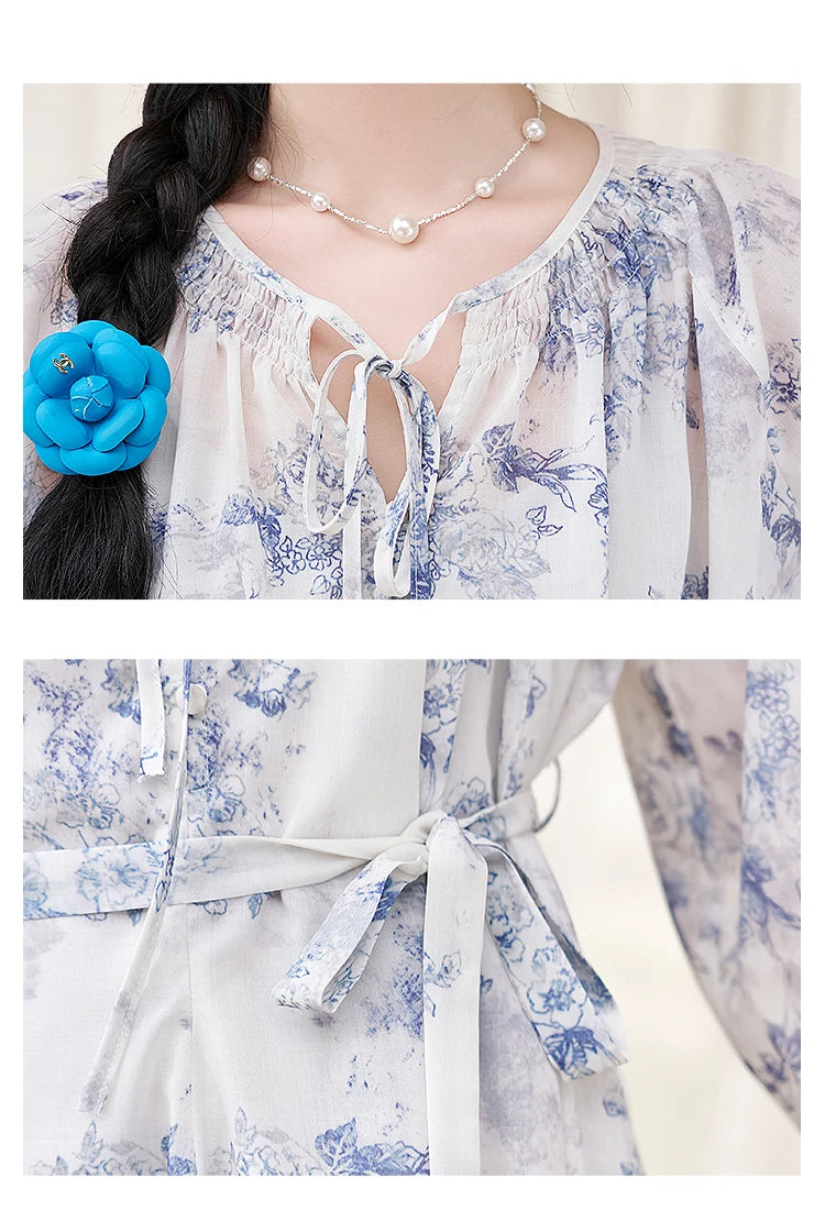 Mishow Fairy Floral Puff Sleeve Chiffon Dress MXD14L1681