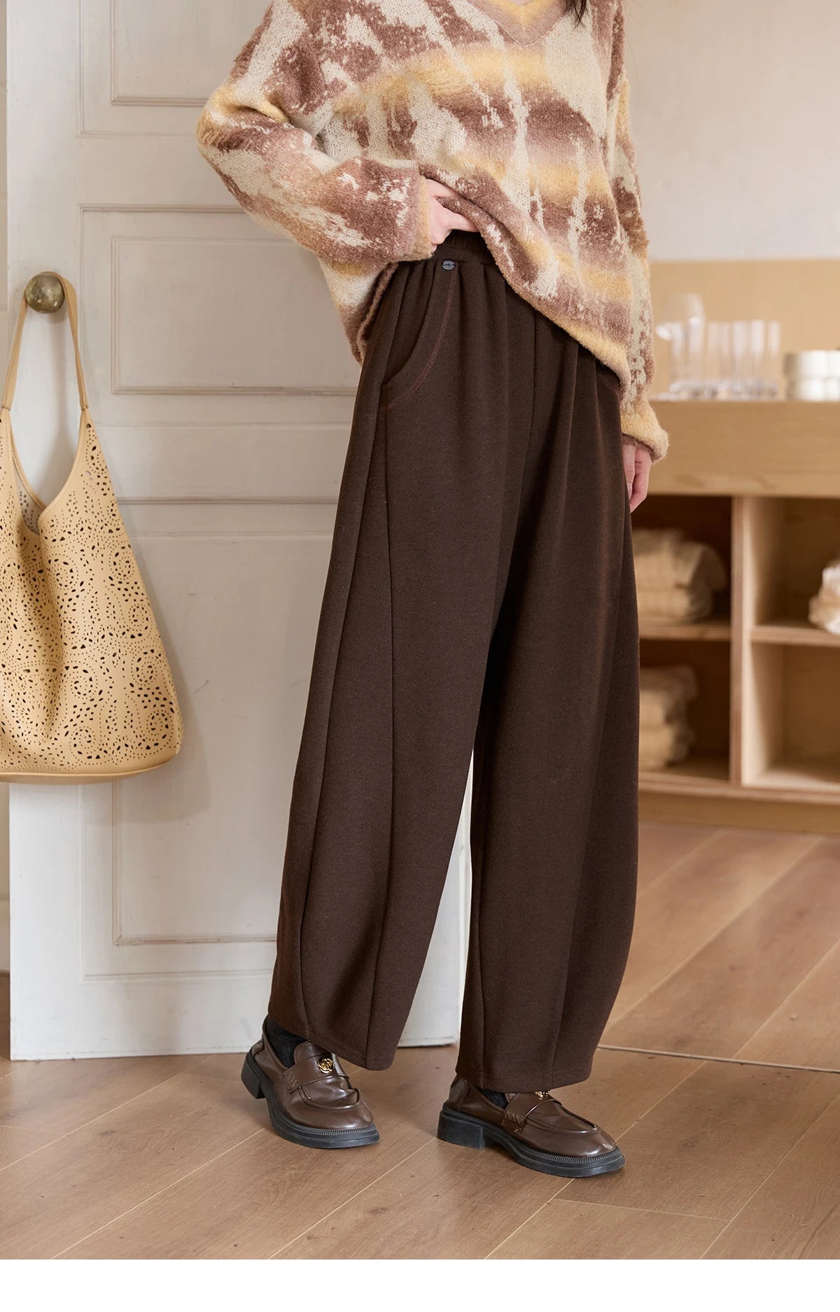 MISHOW Wide-Leg Pants Elastic Waist Pockets Comfortable MXE51K1093
