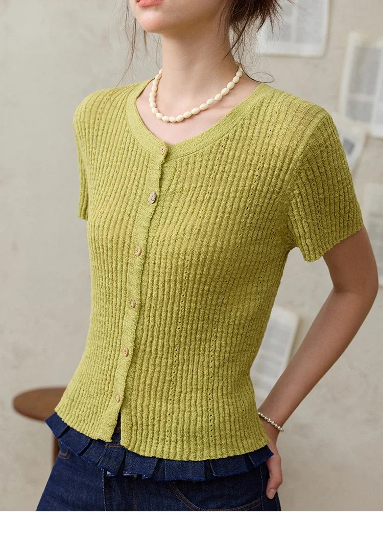 Mishow Solid Knit Round Neck Office Tee MXE31Z1229