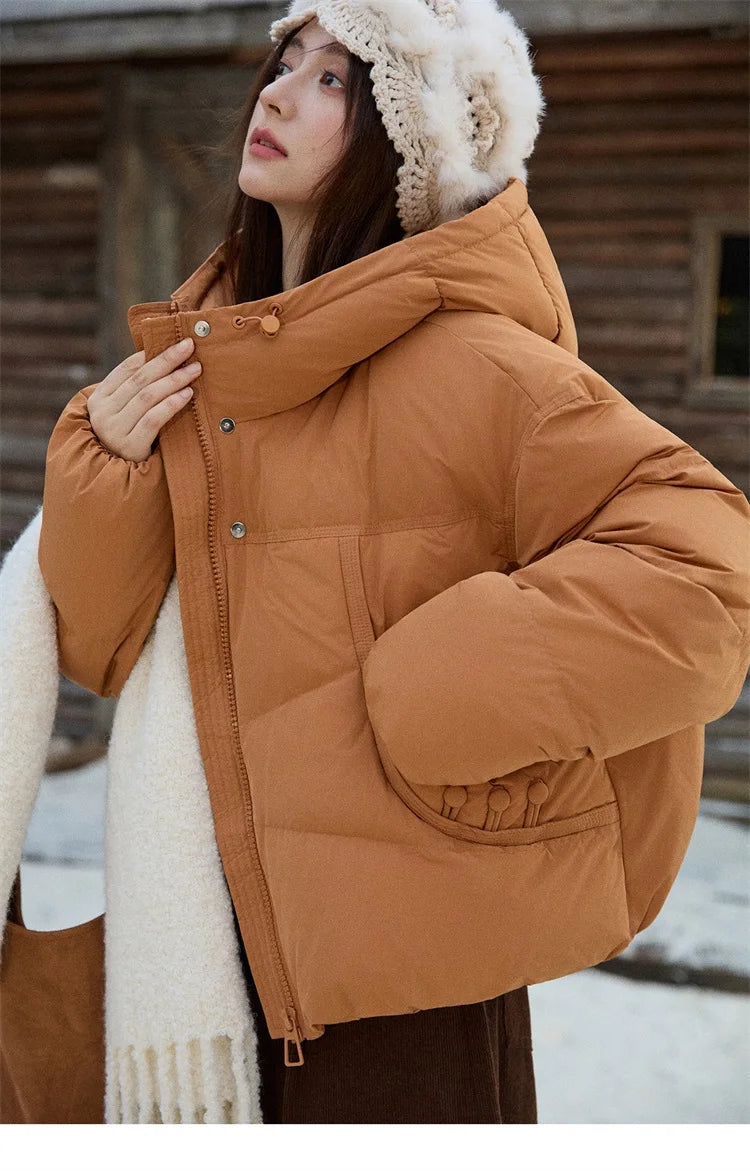 Mishow Hooded 90% White Duck Down Short Coat MXE51Y0080