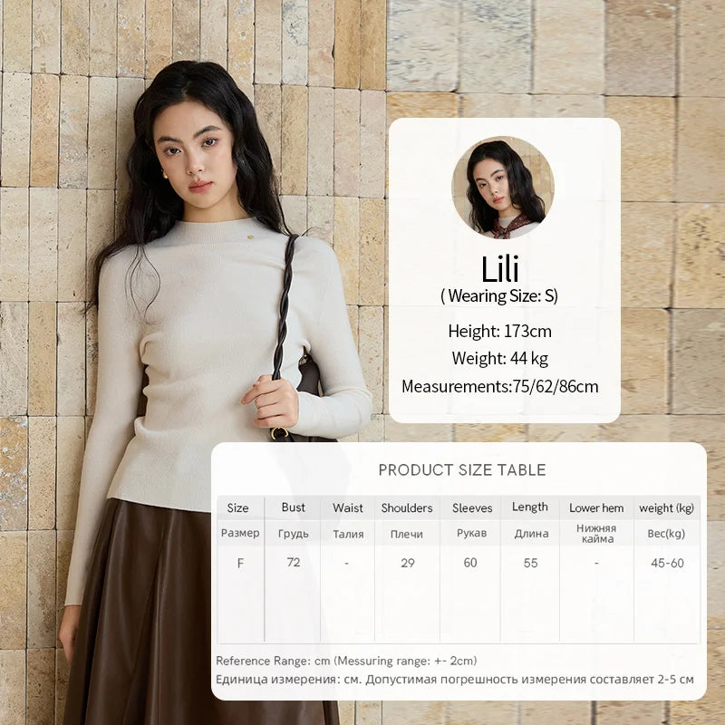 Mishow Minimalist Mock Neck Slim Pullover MXE48Z2583