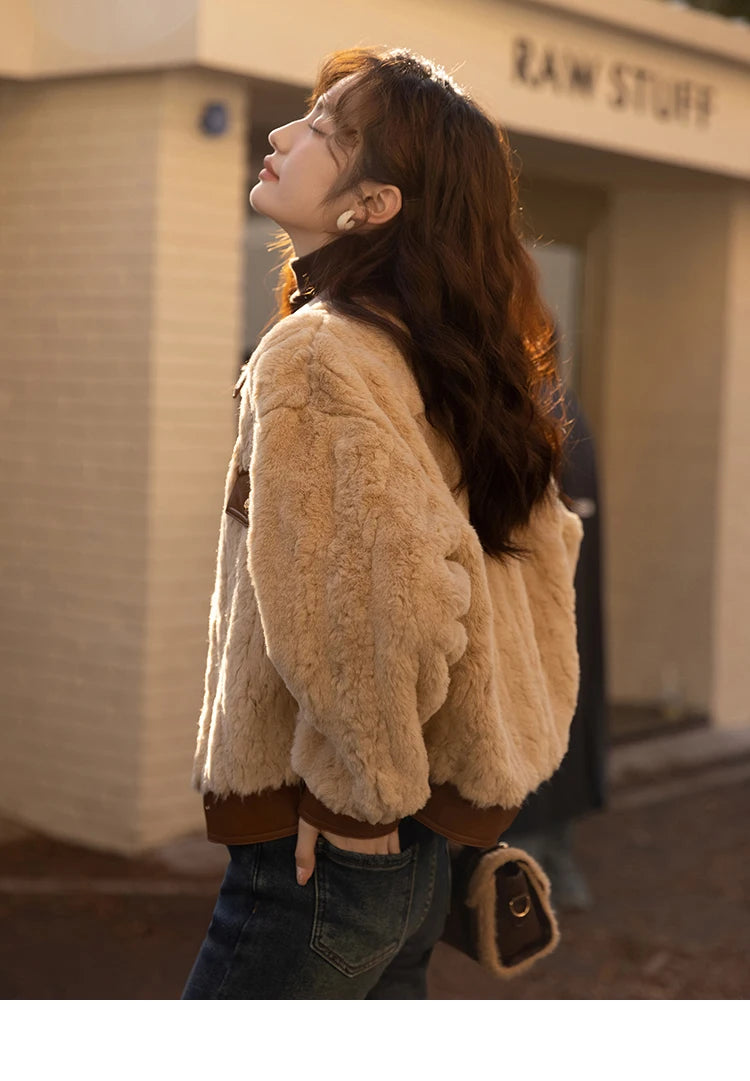 Mishow Lamb Wool Leather Trim Coat MXB43W0490