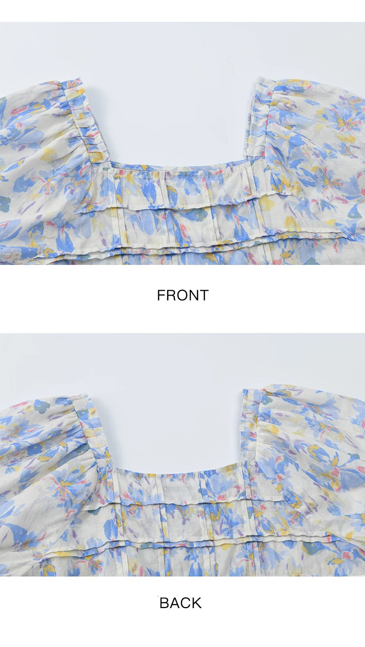 MISHOW Square Neck Puff Sleeve Blouse Print Top MXE39X1937