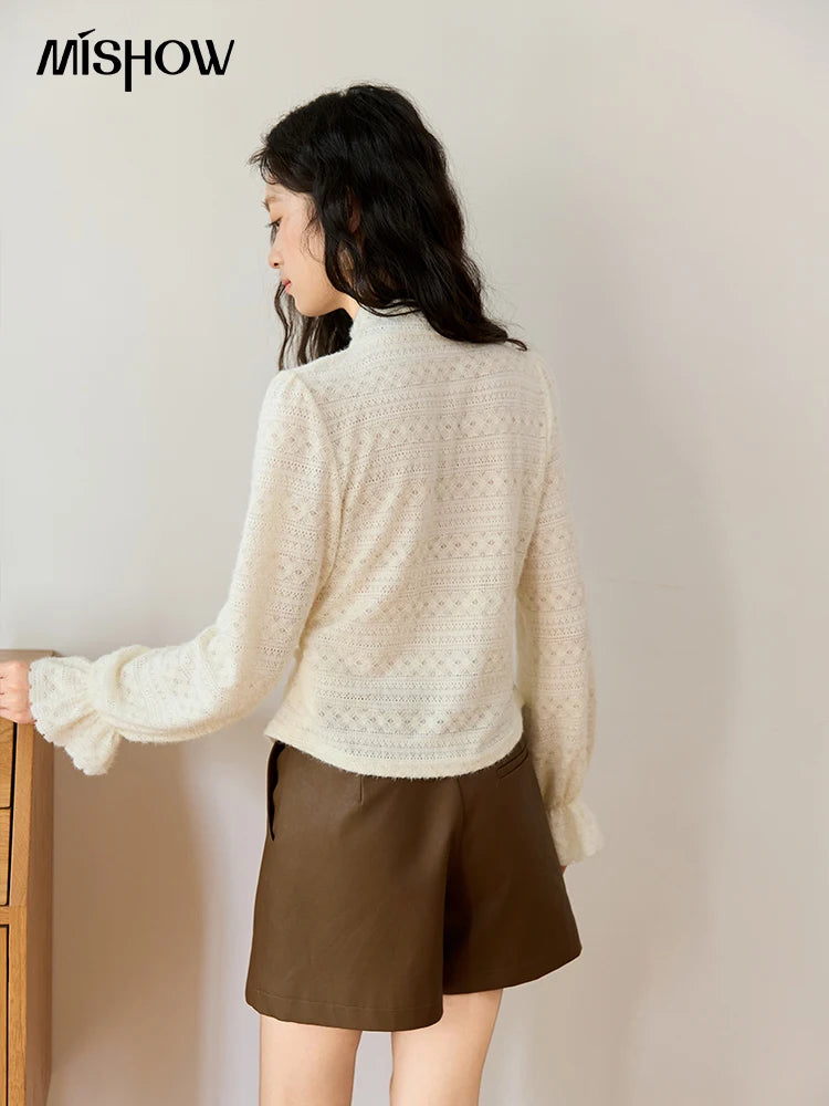 Mishow Elegant Half-High Collar Lace Shirt MXE48X2501