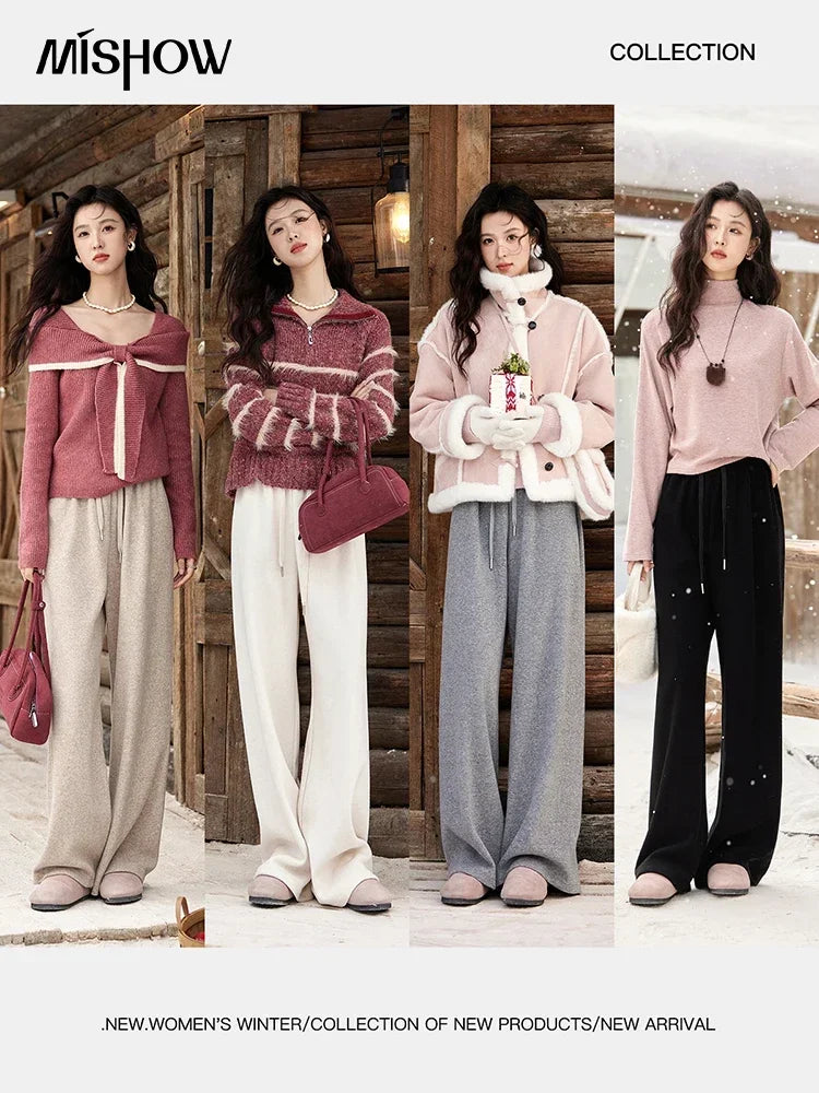 MISHOW High-Waist Wide Leg Pants Drawstring Thin MXD34K0824