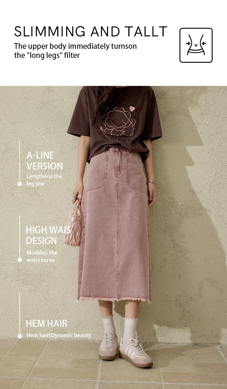 MISHOW High Waist Slim Denim Skirt Straight Pockets MXD44B0506