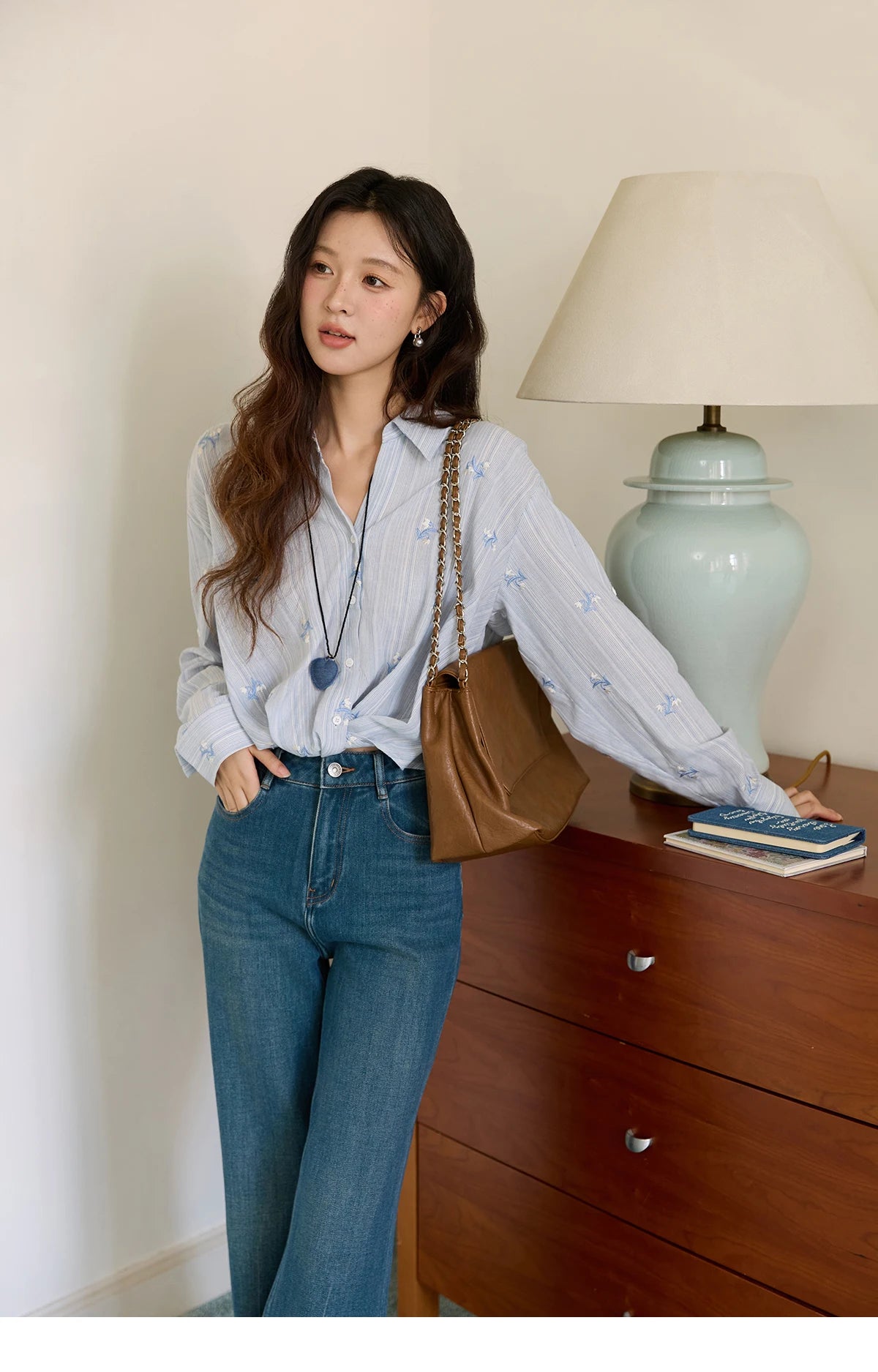 MISHOW Women's Long Sleeve Blouse Floral Embroidery Retro Shirt MXE45X2495