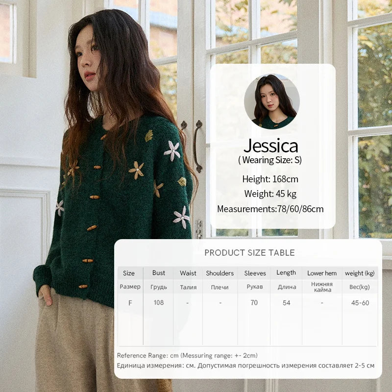 Mishow Green Retro Flower Embroidery Cardigan MXE86Z2729