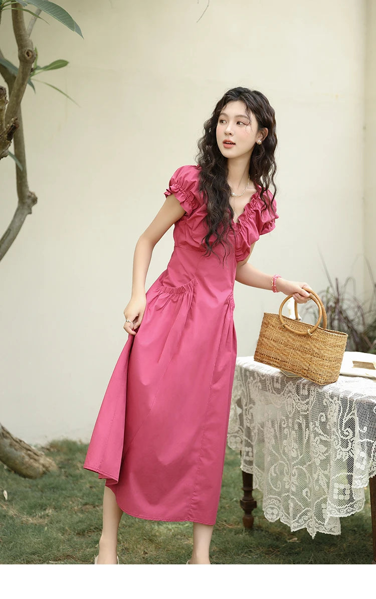 Mishow 100% Cotton V-Neck Pocket Dress MXD29L1934