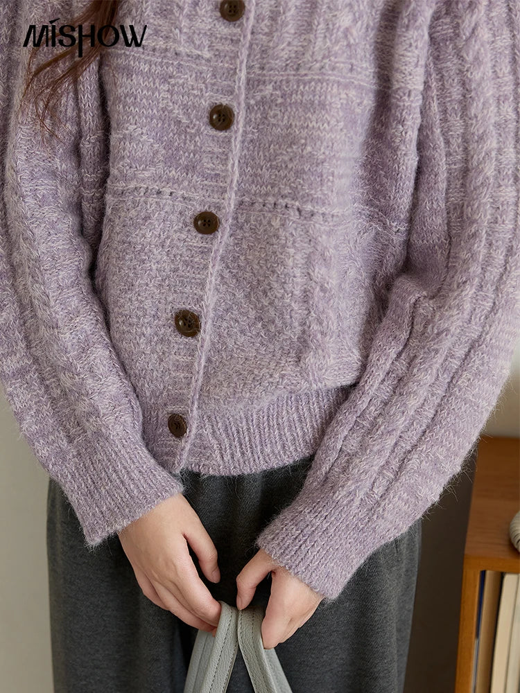 Mishow Simple Turn-Down Collar Knit Cardigan MXE48Z2611