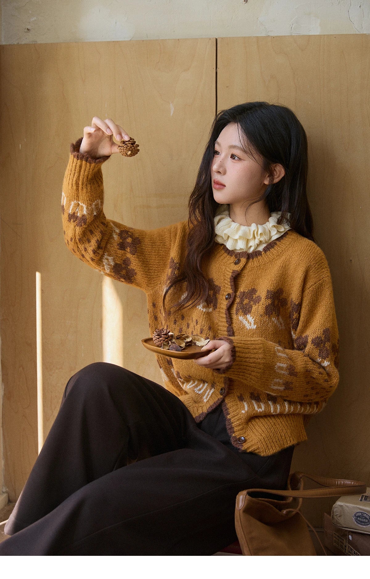 Mishow Turtleneck Fuzzy Cardigan Coat MXE87Z2699