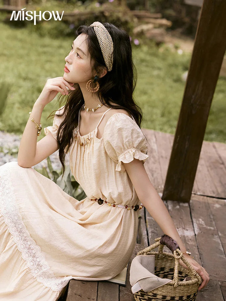 MISHOW French Halter Off-Shoulder Long Dress MXE31L2190