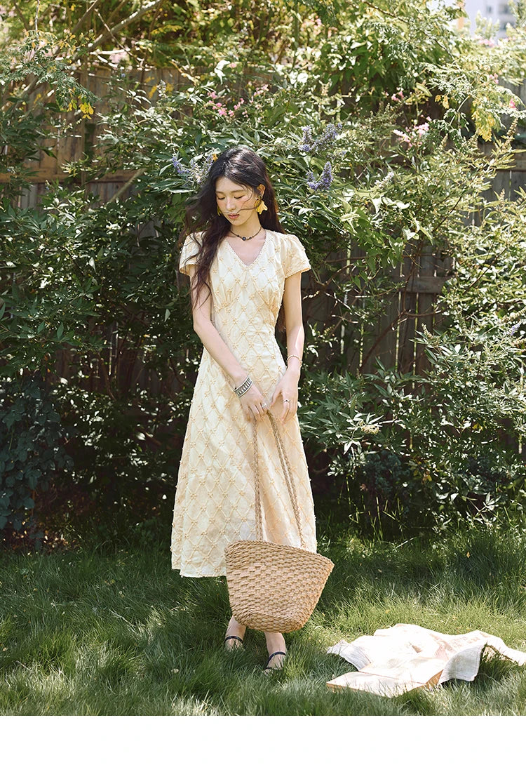 Mishow V-Neck Lace Spliced Embroidery Dress MXE38L2378