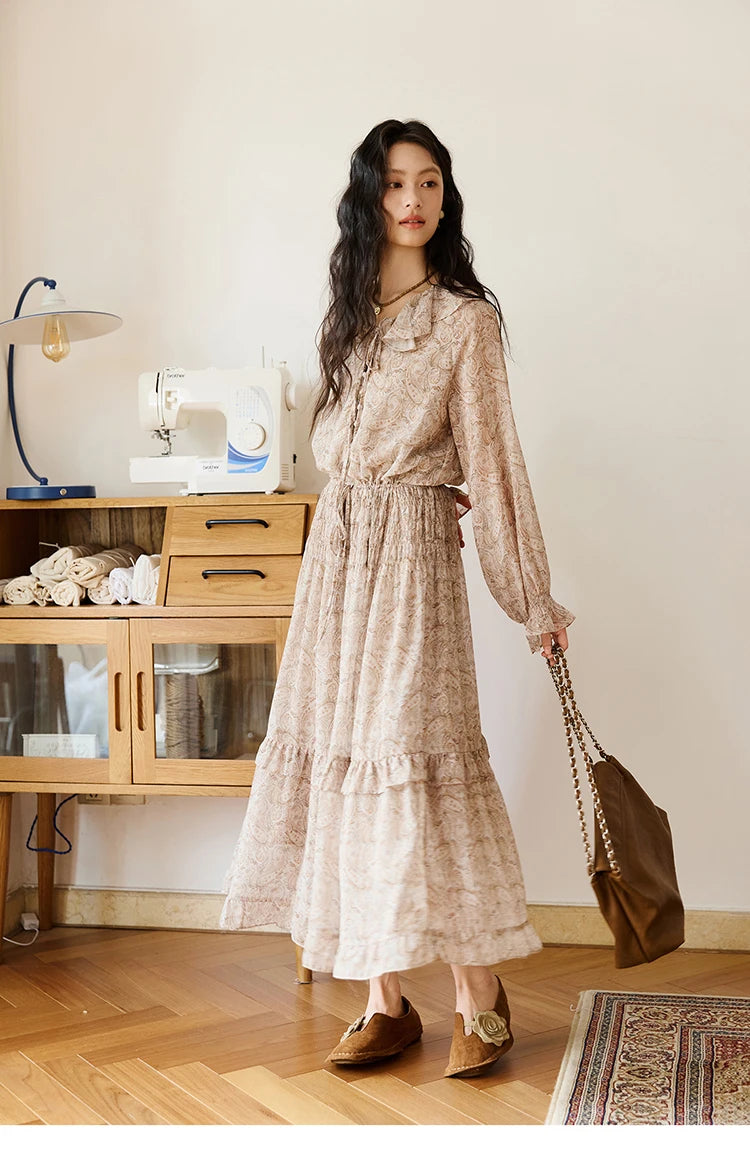 Mishow Cashew Flower Print Ruffled Tie Waist Dress MXE46L2520