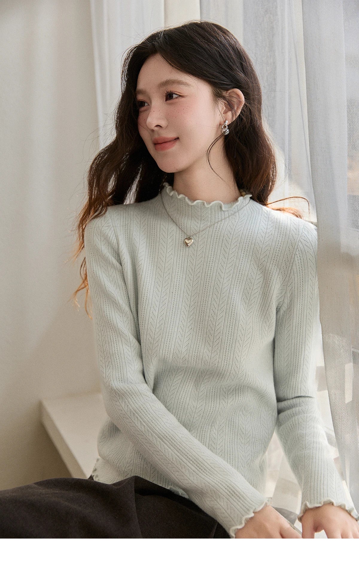 Mishow One Piece Velvet Mock Neck Knitted Top MXE88Z2597
