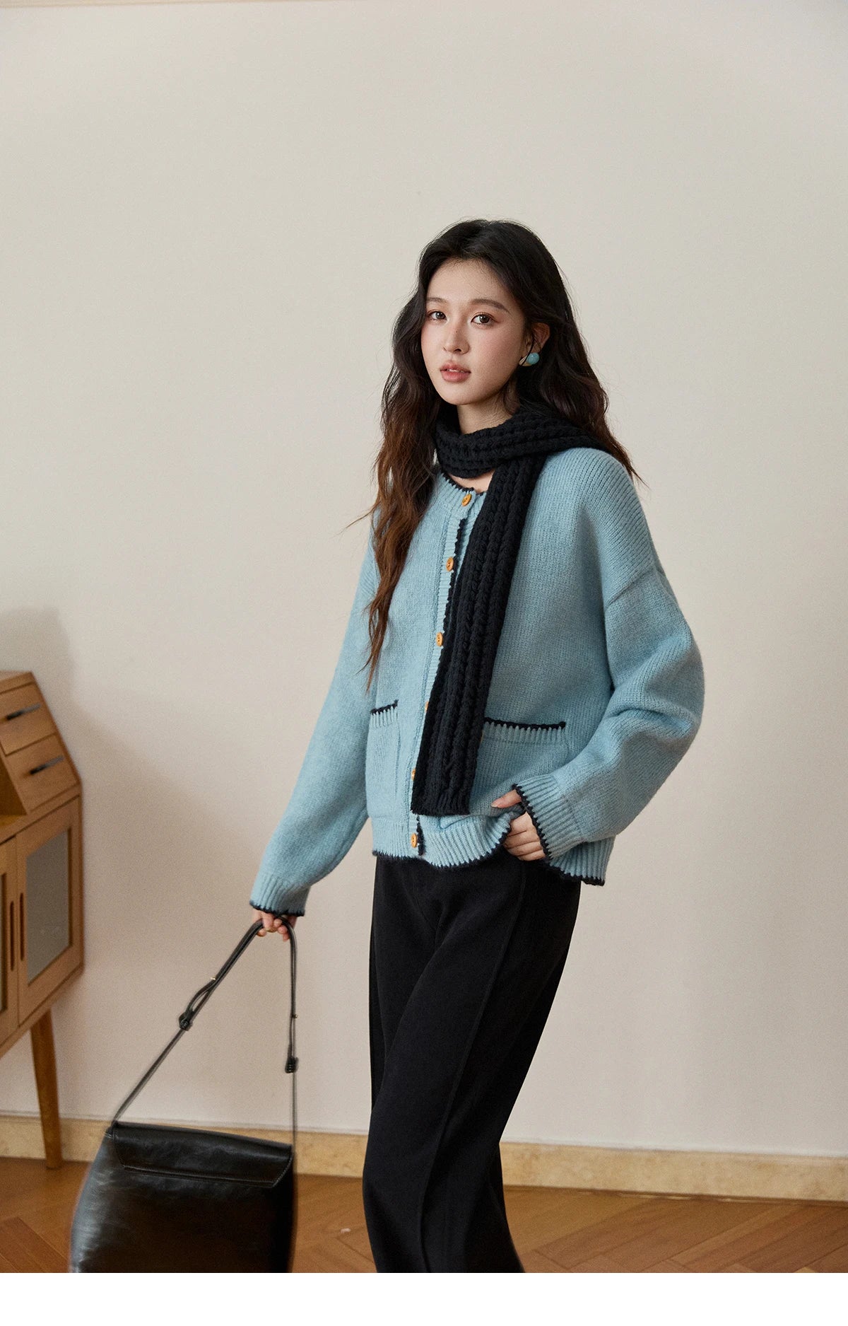 Mishow Yellow Color Collision Edge Pocket Cardigan MXE94Z2973
