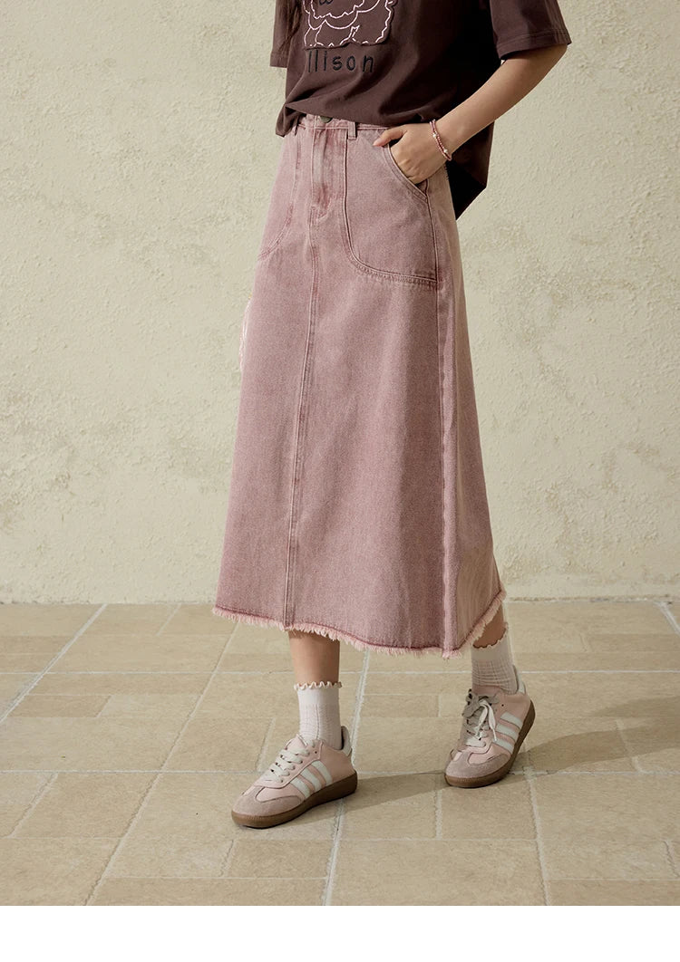 MISHOW High Waist Slim Denim Skirt Straight Pockets MXD44B0506