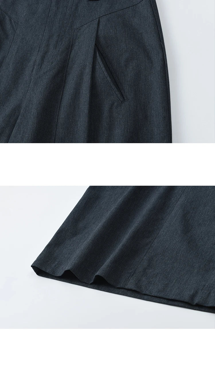 MISHOW Dark Blue High Waist Wide-Leg Pants Slimming Straight MXE31K0902