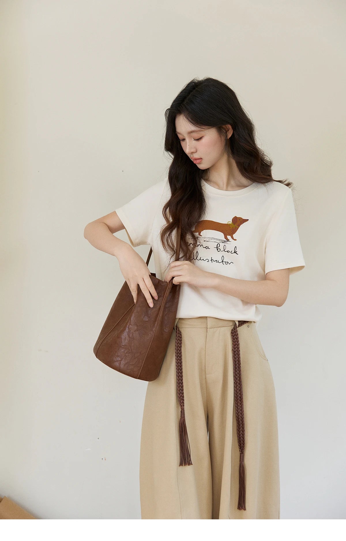 MISHOW Khaki Wide Leg Pants High Waist Belted Rear Pocket MXF13K1237