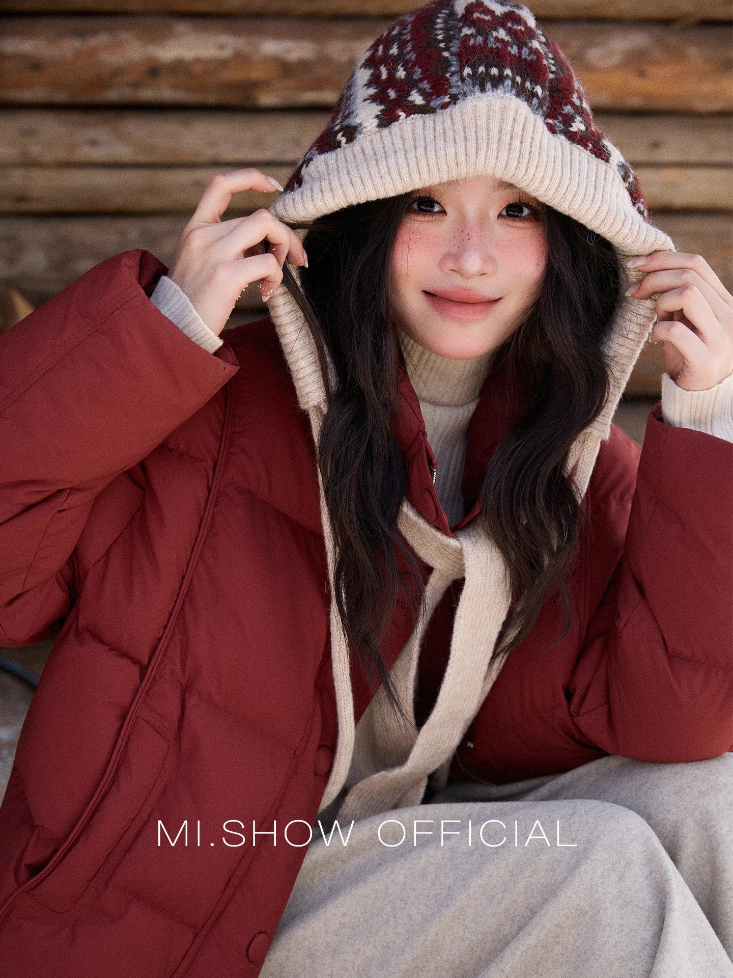 Mishow Christmas Jacquard Hat Down Jacket MXE90Y0086