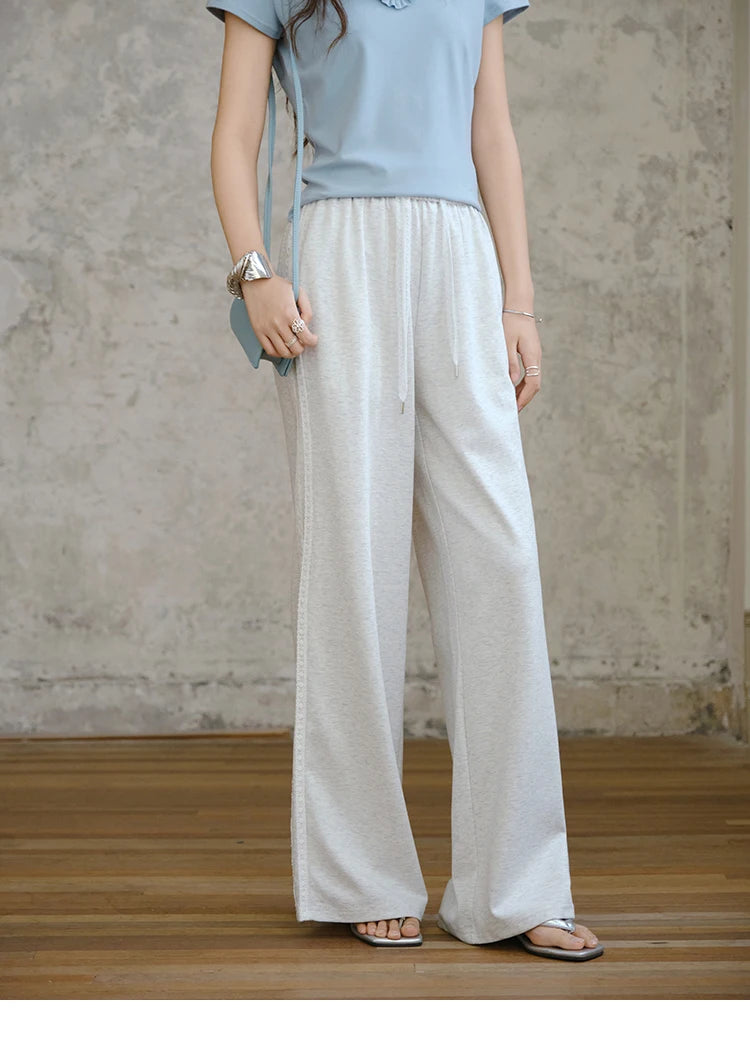 MISHOW Light Grey High Waist Pants Elastic Waist Wide Leg MXE31K0901