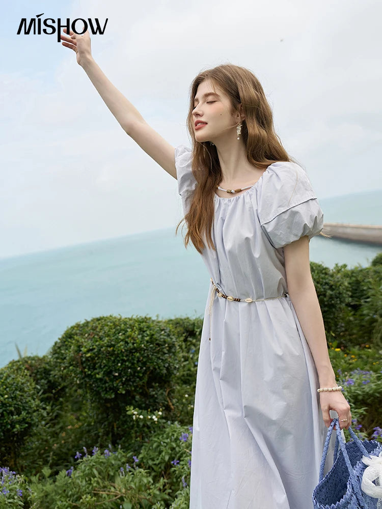MISHOW 100% Cotton Bohemian Bubble Sleeve Dress MXD26L1940