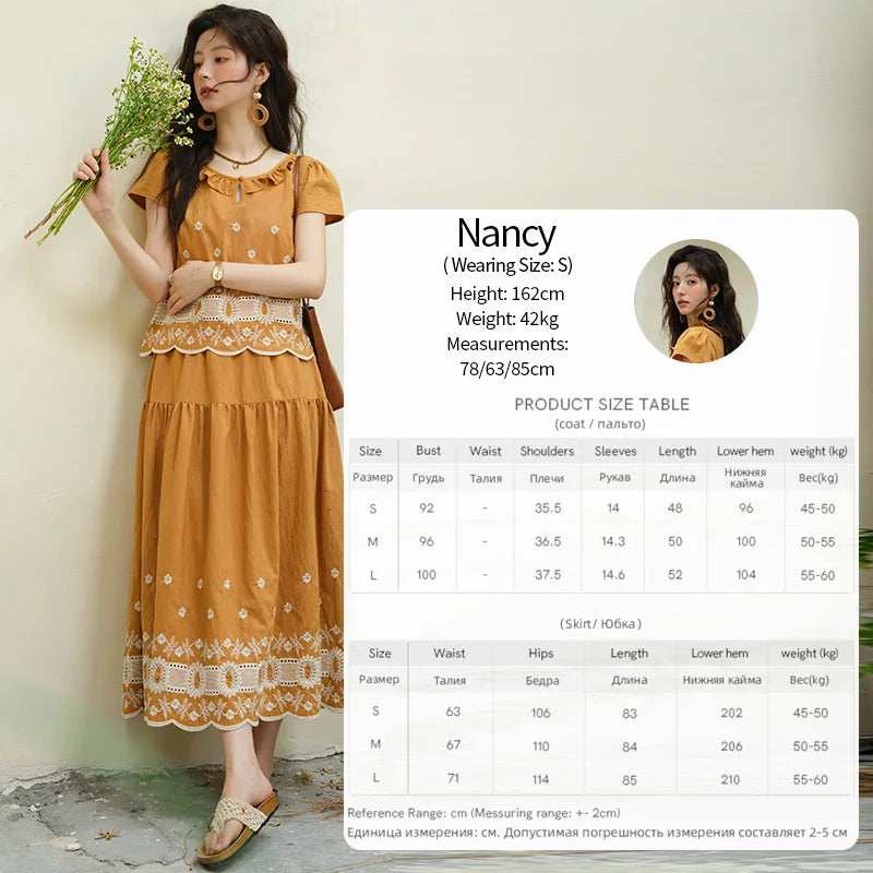 Mishow French Lace Embroidery Blouse & A-Line Skirt Set MXE39T0645