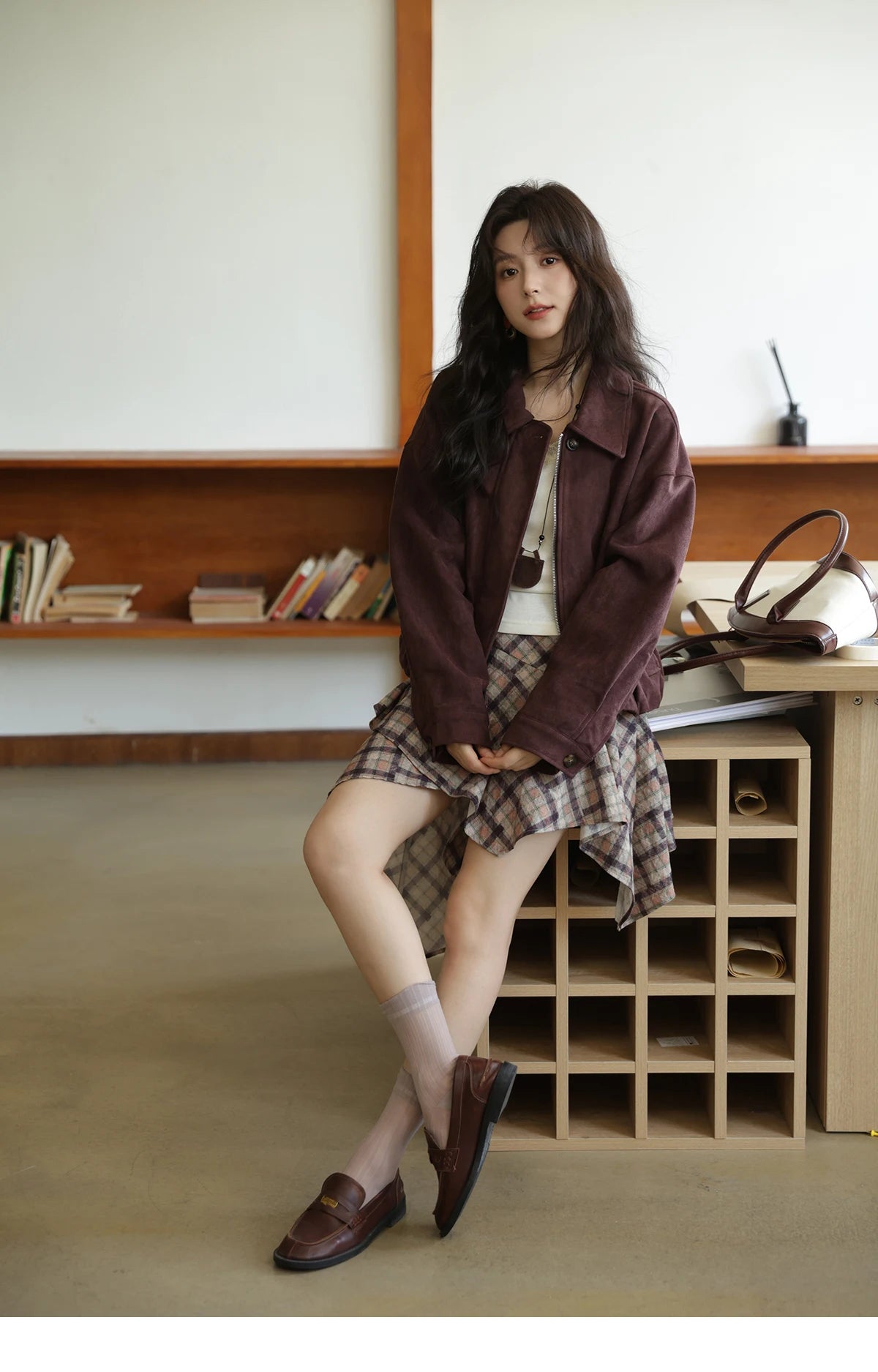 Mishow Purple Plaid Irregular Ruffle Hem Skirt MXE42B2395