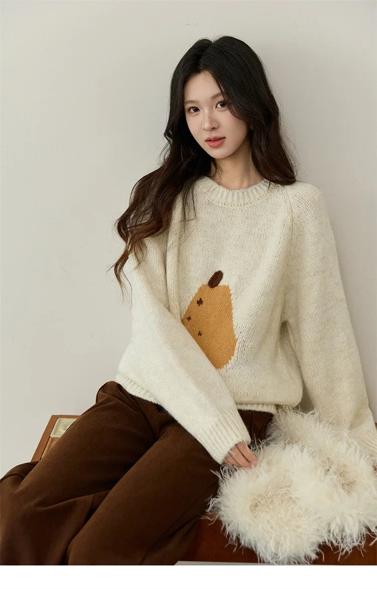 Mishow Pear Pattern Jacquard Crew Neck Pullover MXE94Z2959