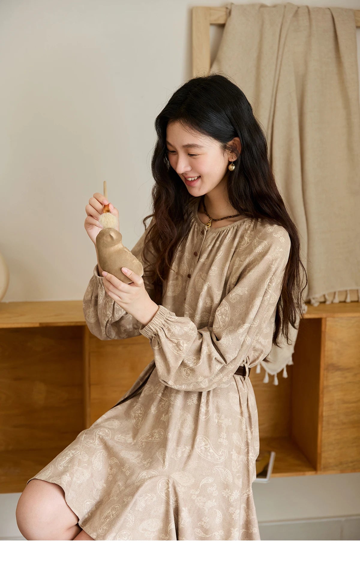 Mishow Cashew Flower Irregular Hem Mid-Length Dress MXE48L2513