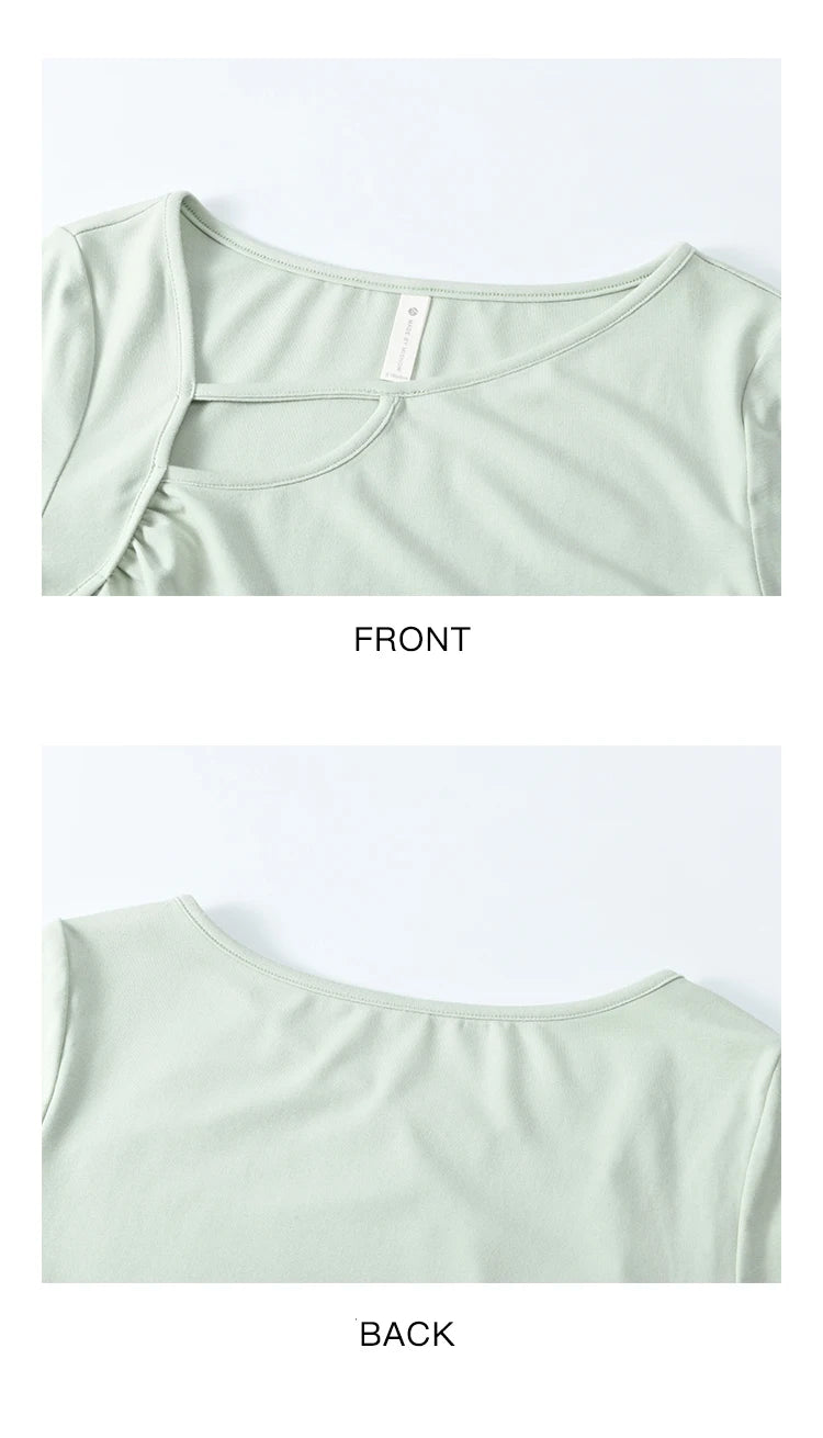 Mishow Irregular Hollow Neck Slim Solid Top MXE13Z1116
