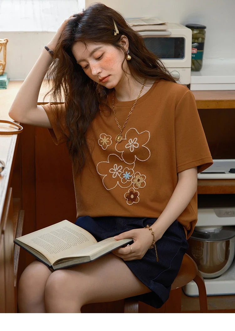 Mishow Floral Print Drop Sleeve Tee MXE36T0576
