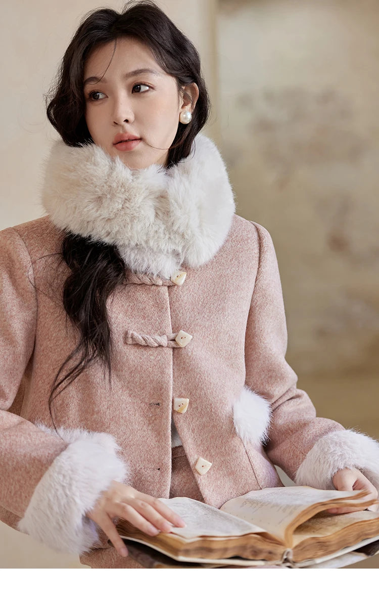 Mishow New Chinese Tweed Coat & Midi Skirt Set MXD54W0583
