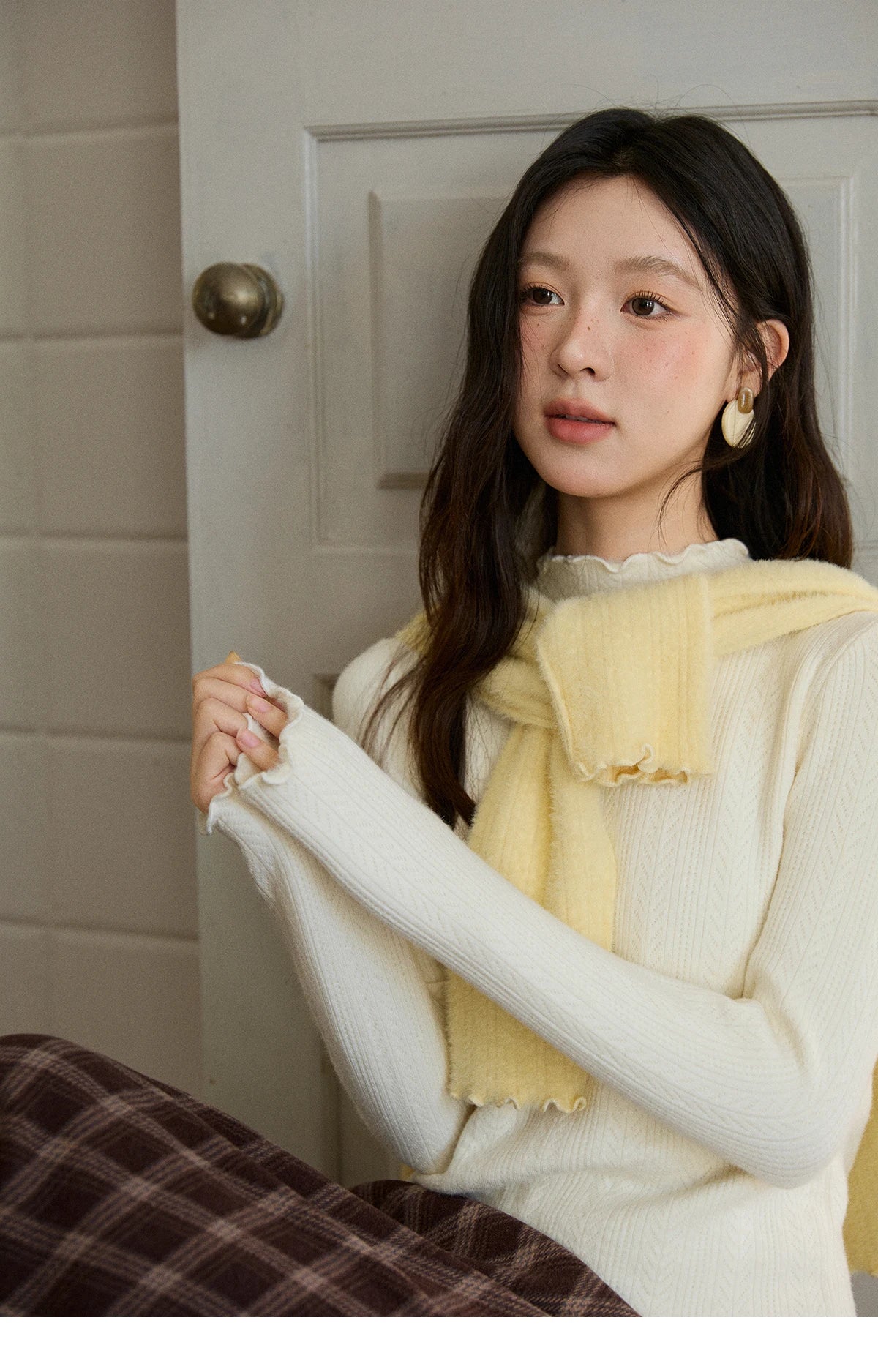 Mishow One Piece Velvet Mock Neck Knitted Top MXE88Z2597