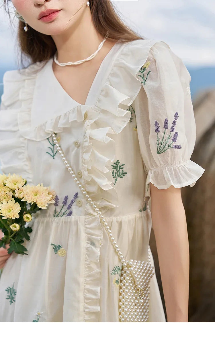 Mishow Fairycore Floral Flare Sleeve Ruffled Dress MXC38L1518