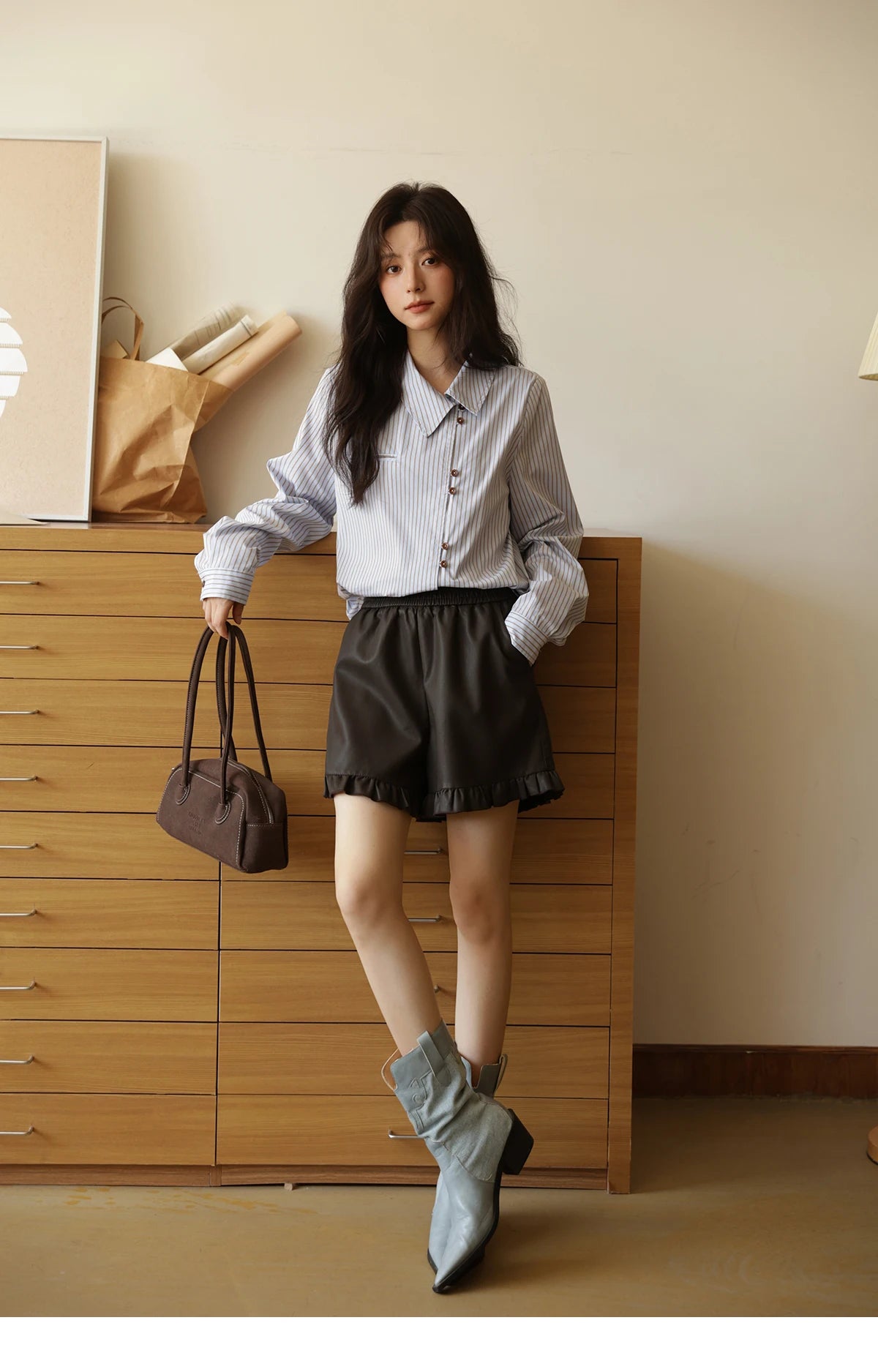 MISHOW Striped Asymmetric Shirt Vintage Loose Long Sleeve MXE42C2375