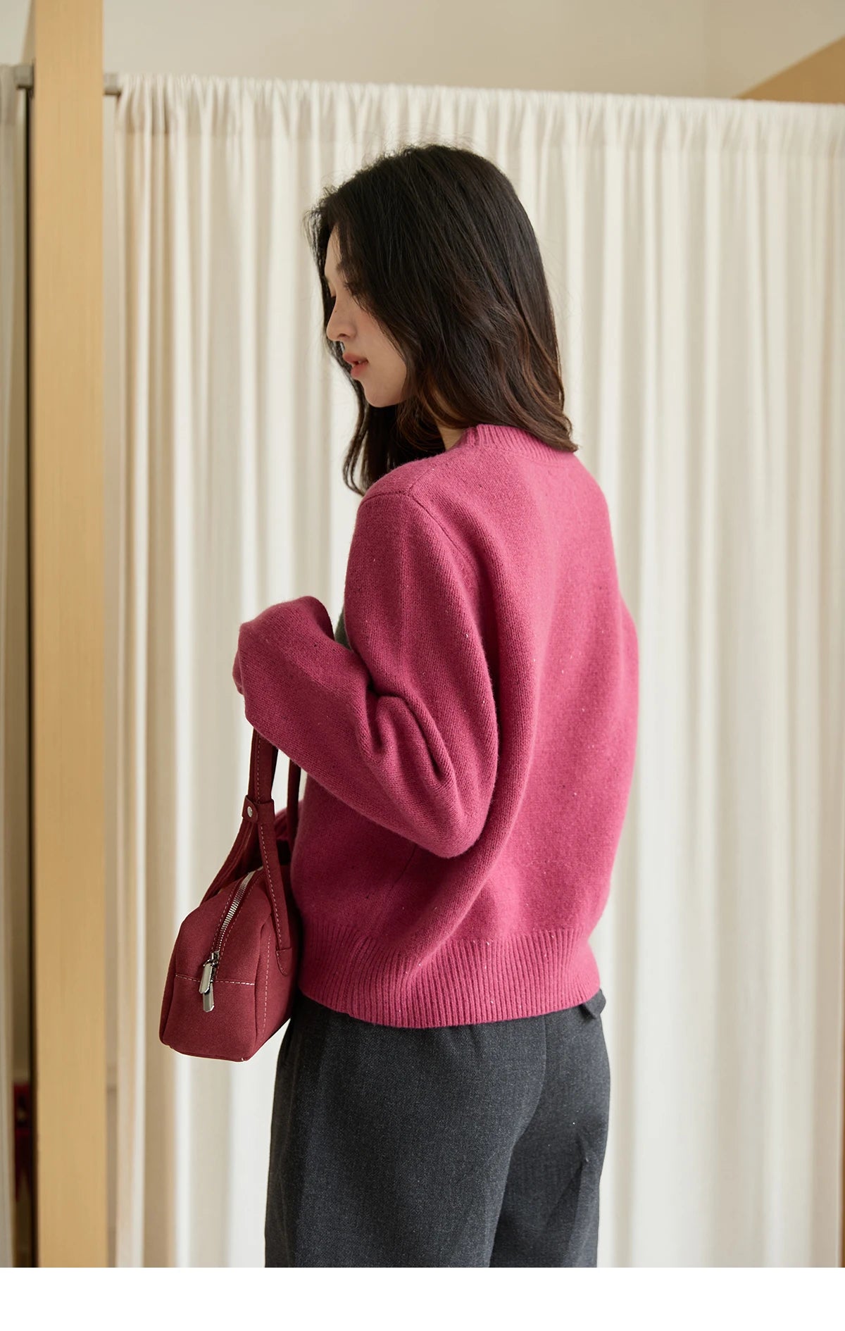 Mishow Red Pony Jacquard Round Neck Pullover MXE48Z2622