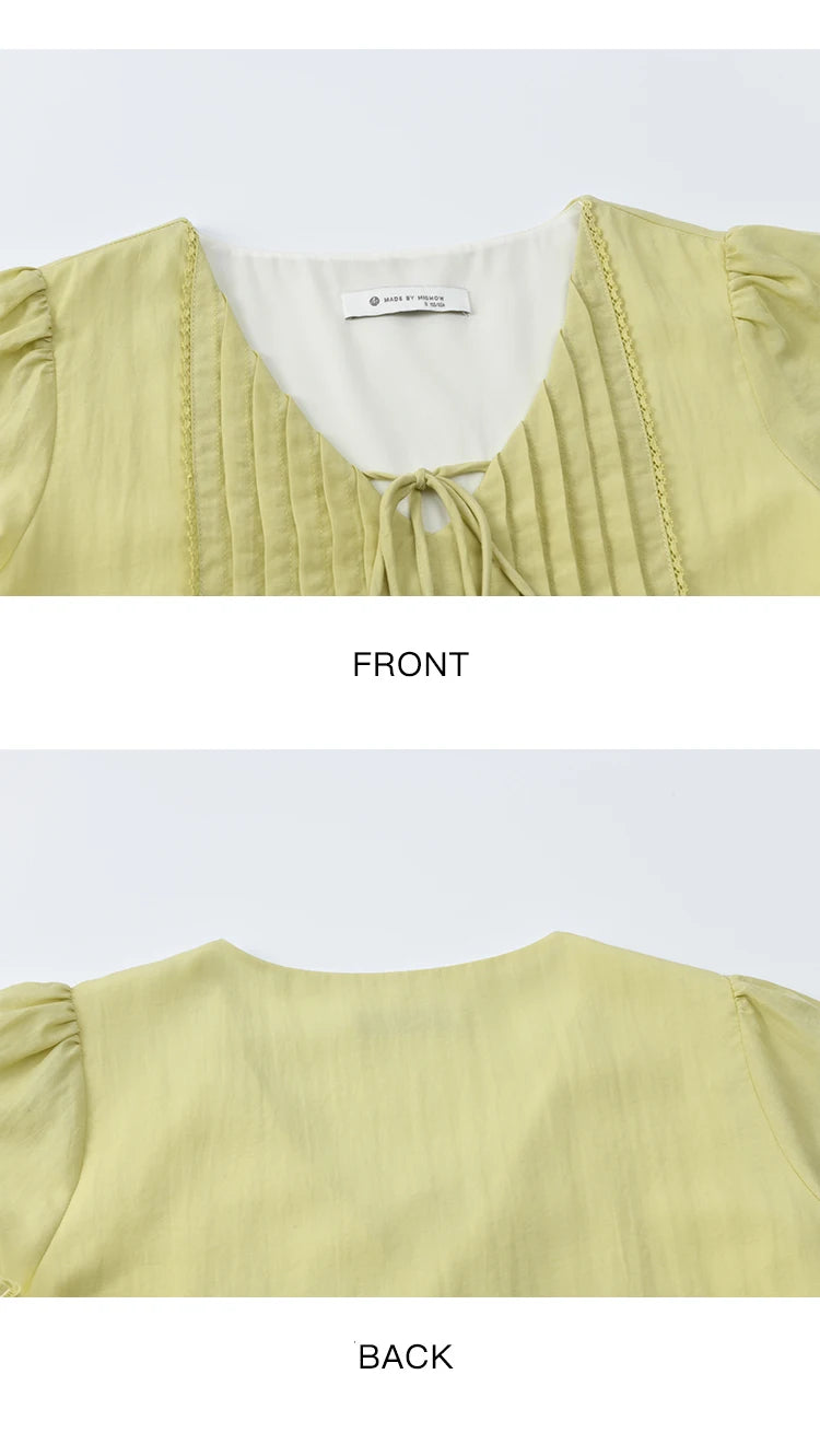 MISHOW V-Neck Lace Up Blouse Flying Sleeve Lace MXE37X1855