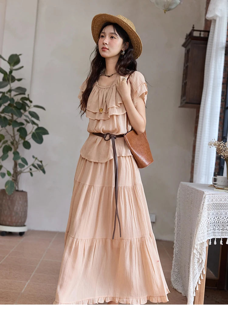 Mishow Lotus Leaf Edge Off Shoulder Top & Elastic Skirt Set MXE36T0637