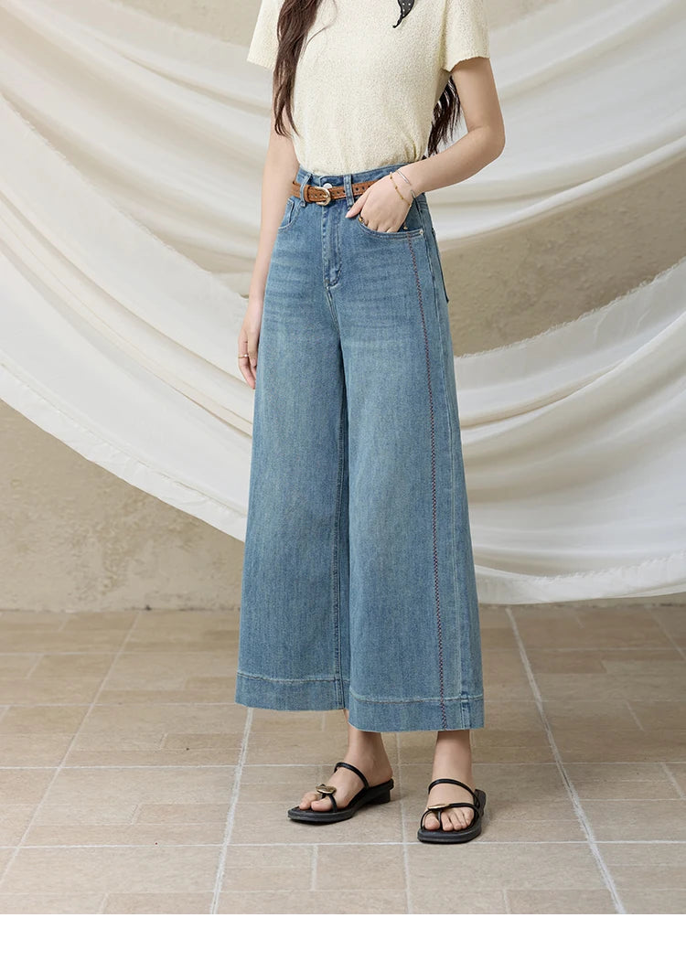 Mishow Slimming High Waist Ankle-Length Wide Leg Jeans MXE32K0919