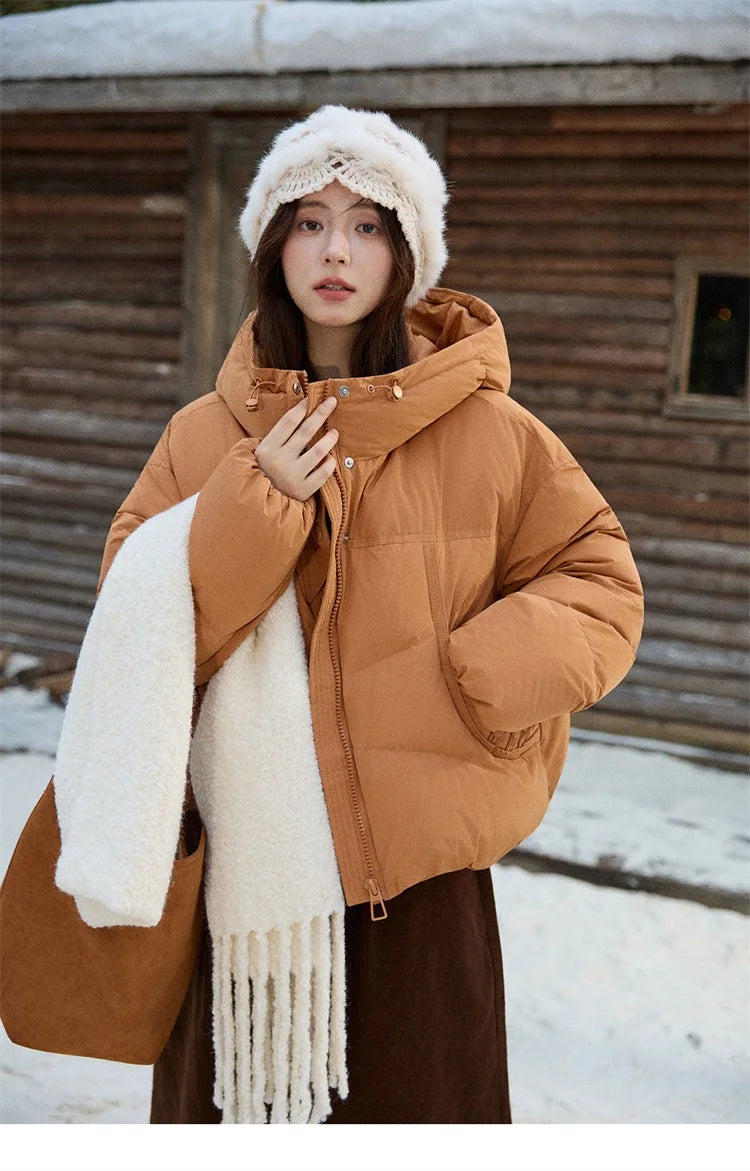 Mishow Hooded 90% White Duck Down Short Coat MXE51Y0080
