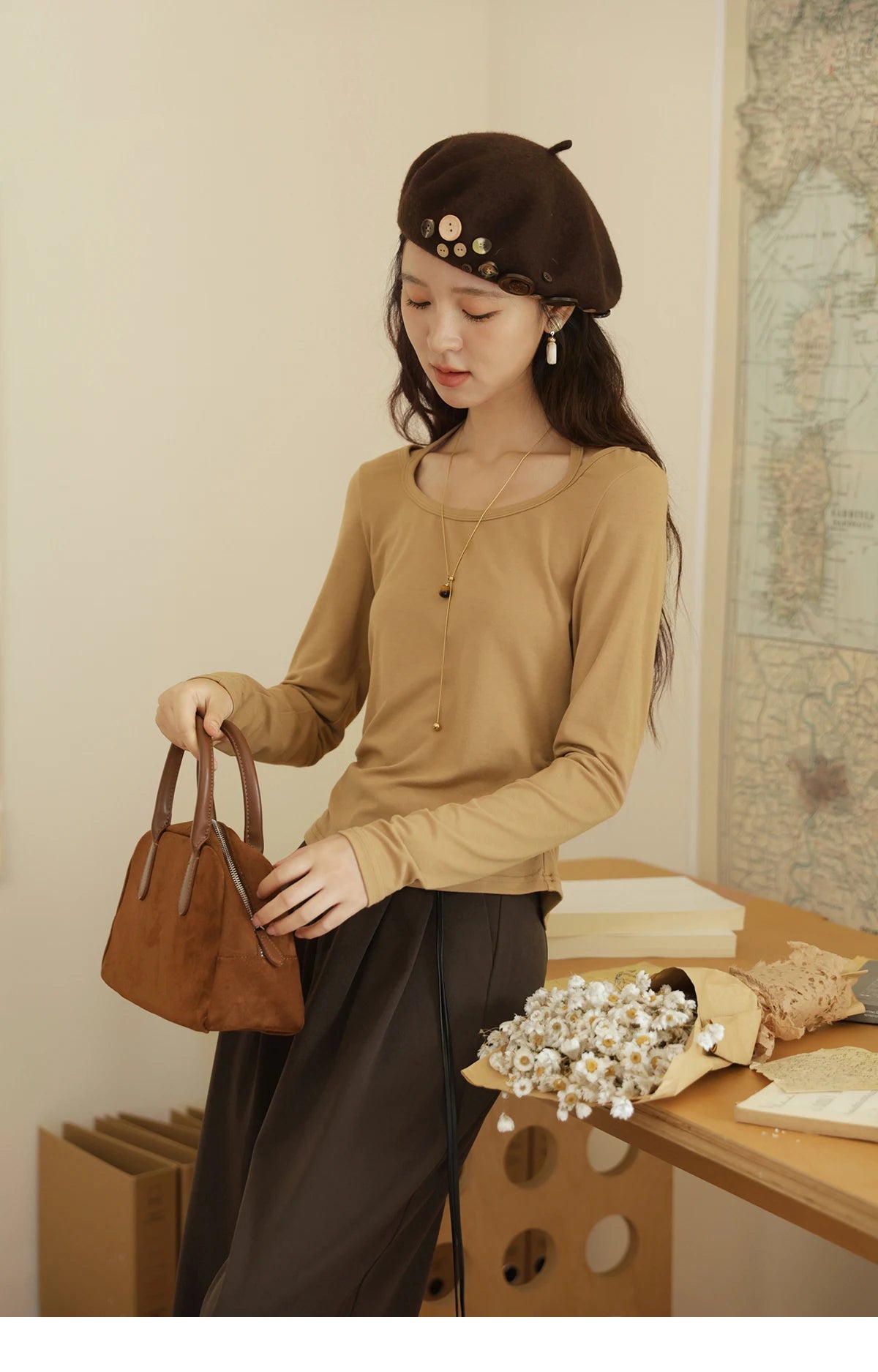 Mishow Hanging Neck Strap Pleated Waist Top MXE42T0720