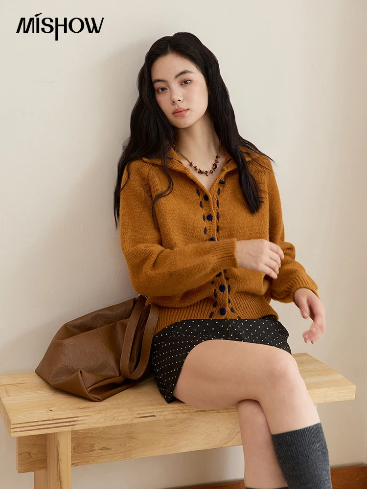 Mishow Retro Turtleneck Single-Breasted Cardigan MXE48Z2617