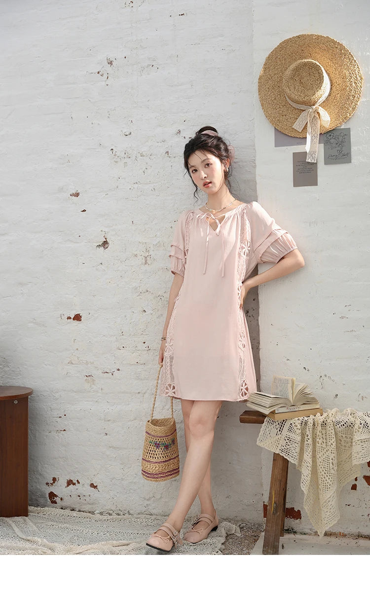 Mishow French Hollow Embroidered Lace-Up Dress MXD30L1950