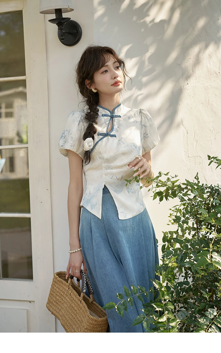 Mishow Chinese Embroidered Split Hem Top MXE28X1604