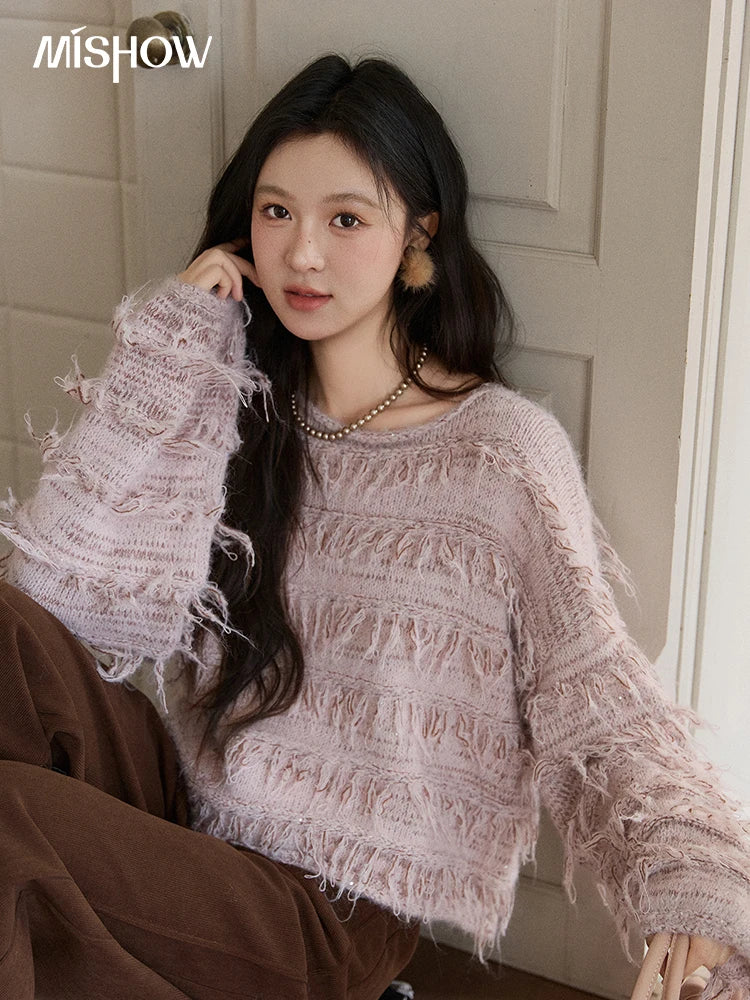 Mishow Tassel Bead Wool Blended Thick Sweater MXE90Z2822