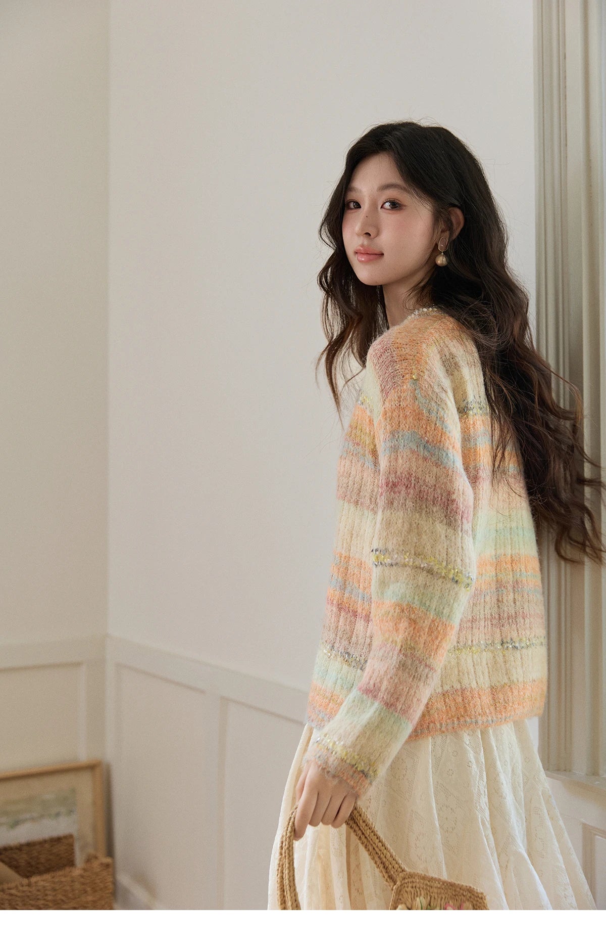 Mishow Gradient Striped V-Neck Rainbow Cardigan MXF13Z3019