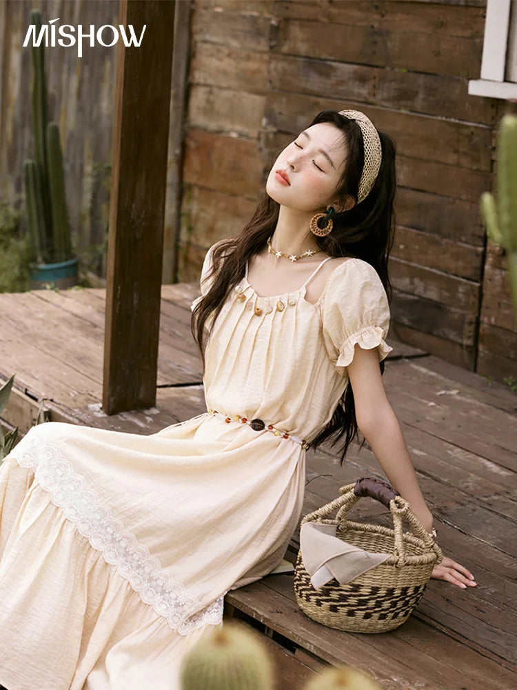 MISHOW French Halter Off-Shoulder Long Dress MXE31L2190